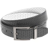 TGW Mens Players Perforated Reversible Golf Belt, White/Grey