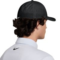 NIKE Dri-FIT Rise Cap Golf Hat, Black/White