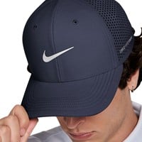 NIKE Dri-FIT Rise Cap Golf Hat, Navy/White