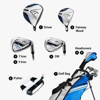 Callaway Junior XJ-2 7-Piece Golf Set w/Stand Bag, Blue/White