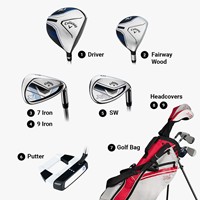 Callaway Junior XJ-2 7-Piece Golf Set w/Stand Bag, Red/White