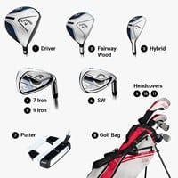 Callaway Junior XJ-3 8-Piece Golf Set w/Stand Bag, Red/White