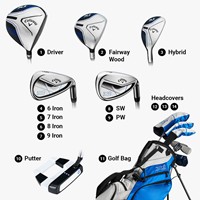 Callaway Junior XT 11-Piece Golf Set w/Stand Bag, Blue/White