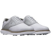 FootJoy Mens Traditions Saddle Golf Shoes - Previous Season Style, White/Grey
