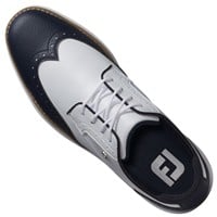 FootJoy Womens Traditions Shield Tip Golf Shoes - Previous Season Style, White/Navy