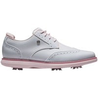 FootJoy Womens Traditions Shield Tip Golf Shoes - Previous Season Style, White/Pink