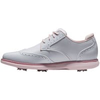 FootJoy Womens Traditions Shield Tip Golf Shoes - Previous Season Style, White/Pink