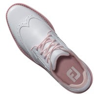 FootJoy Womens Traditions Shield Tip Golf Shoes - Previous Season Style, White/Pink
