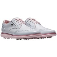 FootJoy Womens Traditions Shield Tip Golf Shoes - Previous Season Style, White/Pink