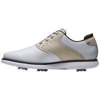 FootJoy Womens Traditions Golf Shoes - Previous Season Style, White/Tan