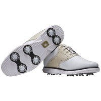 FootJoy Womens Traditions Golf Shoes - Previous Season Style, White/Tan