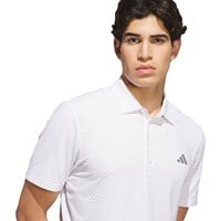 adidas Mens Ultimate365 Tour Cool Feeling Deco Golf Polo, White/Grey