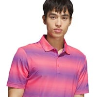 adidas Mens Ultimate365 Mesh Climacool Stripe Golf Polo, Pink