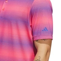 adidas Mens Ultimate365 Mesh Climacool Stripe Golf Polo, Pink