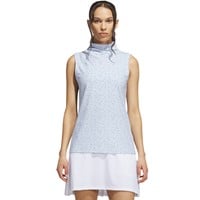 adidas Womens Ultimate365+ Butterspun Floral Golf Mock, Light Blue