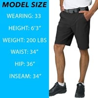 TGW Men's Flat Front Stretch Waist Performance 11in Golf Shorts, Black