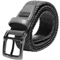 NIKE Mens Solid Heathered Stretch Woven Golf Belt, Grey/White