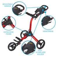 Bag Boy Compact 3 Golf Push Cart, Silver/Black