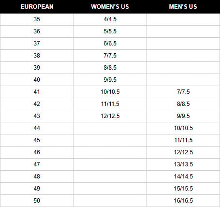 Ecco Shoe Size Chart