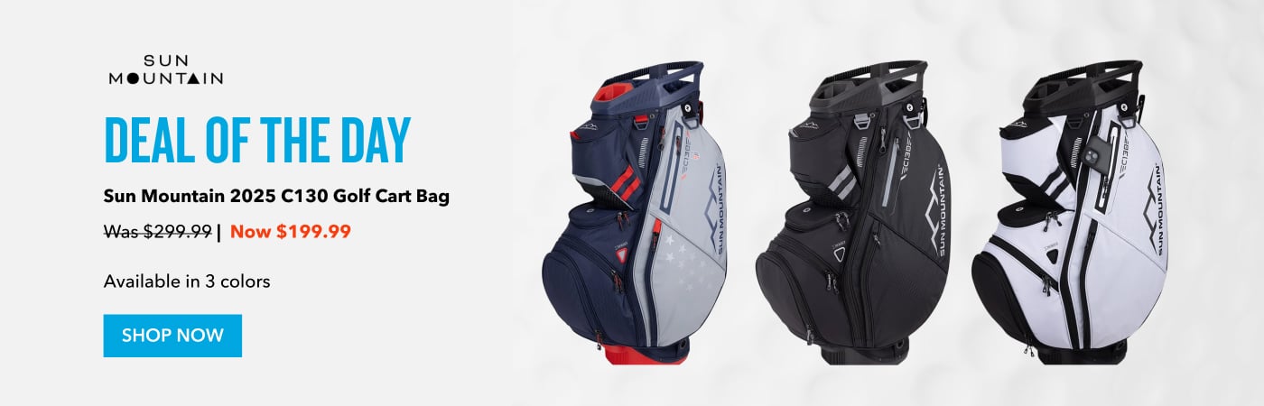 Deal of the day Sun Mountain 2025 C130 Golf Cart Bag Was $299.99 |  Now $199.99  Available in 3 colors Shop Now