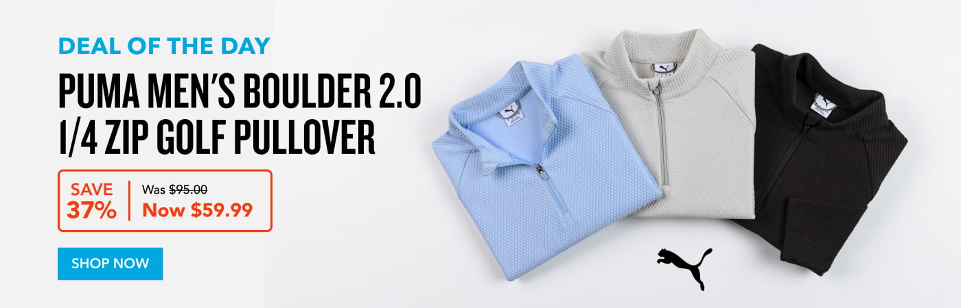deal of the day Puma Men's Boulder 2.0 1/4 Zip Golf Pullover SAVE Was $95.00 37% Now $59.99 shop now