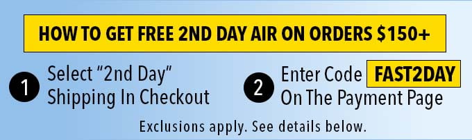 Free 2nd Day Air On Orders Over $150
